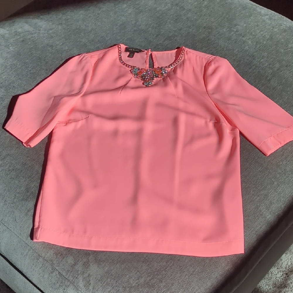 Ted Baker Pink Blouse with Embellished Neckline